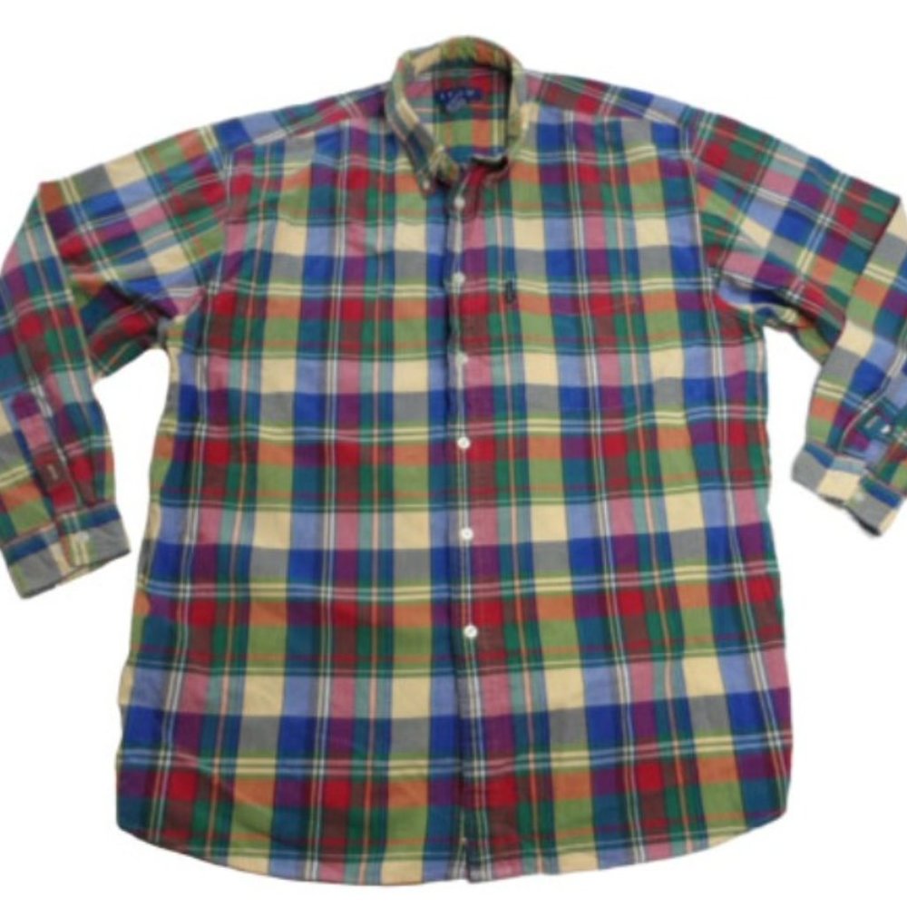 IZOD Long Sleeve Button Up Plaid XL Casual Shirt
